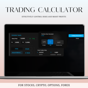 Trading Position size Calculator in Excel. Trading Calculator for Stocks, Crypto, Options, Forex (Blue Mode)