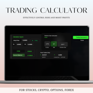 Trading Position size Сalculator in Excel. Trading Calculator for Stocks, Crypto, Options, Forex (Green Mode)