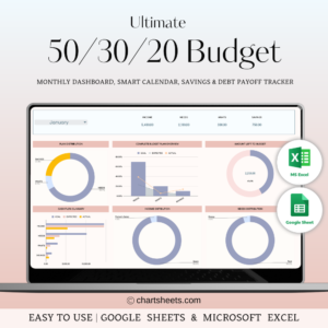 50/30/20 Budget Spreadsheet for Excel and Google Sheets