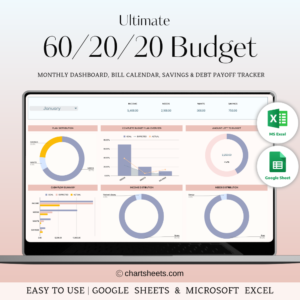 60/20/20 Budget Spreadsheet for Excel and Google Sheets