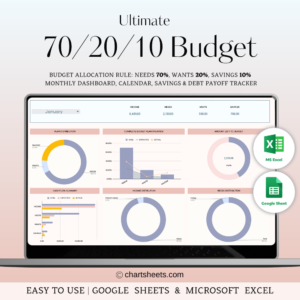 70/20/10 Budget Spreadsheet for Excel and Google Sheets