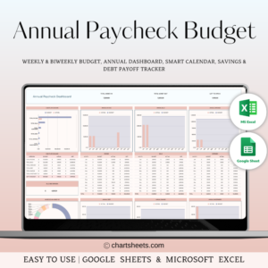 Annual Paycheck Budget Planner in Google Sheets and Excel