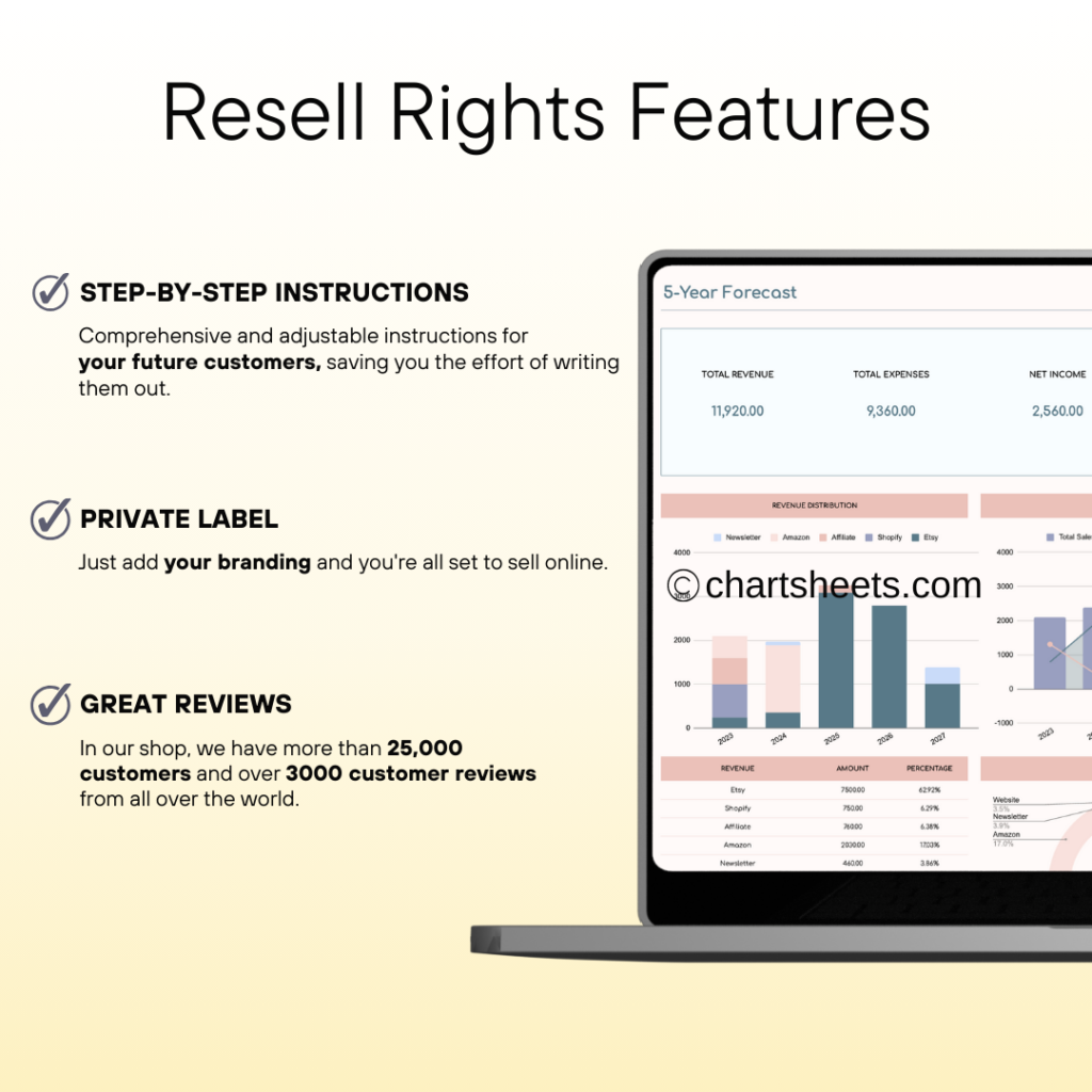 PLR Small Business Bookkeeping Spreadsheet Template for Excel & Google Sheets - Resell Rights - Chartsheets.com