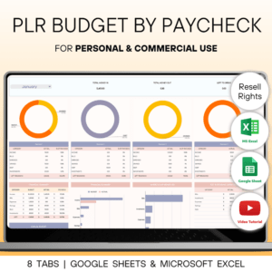 PLR Budget by Paycheck Spreadsheet in Excel & Google Sheets, Biweekly And Weekly Budget. Resell Rights