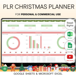PLR Christmas Gift Tracker Excel & Google Sheets, Spreadsheet Template for Christmas. Resell Rights