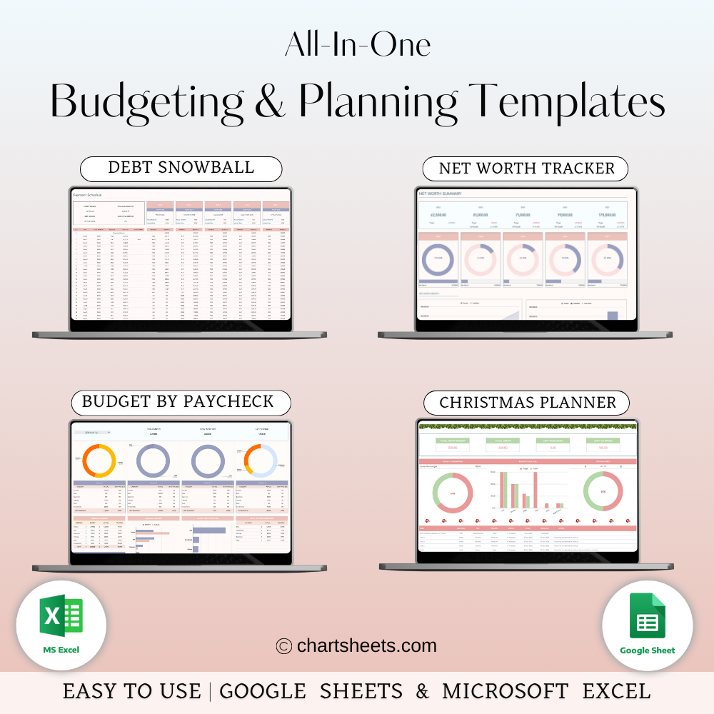 All-In-One:Budgeting & Planning Templates for Google Sheets & Excel | Included 4 Spreadsheets